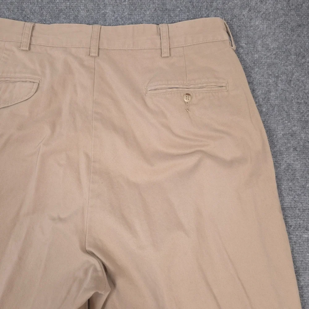 VTG Polo Ralph Lauren Hammond Pant Mens 35x28* Beige Chino Pleated Cuffed READ